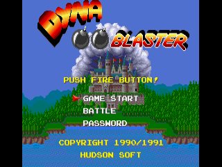 Dyna Blaster title screen for Amiga